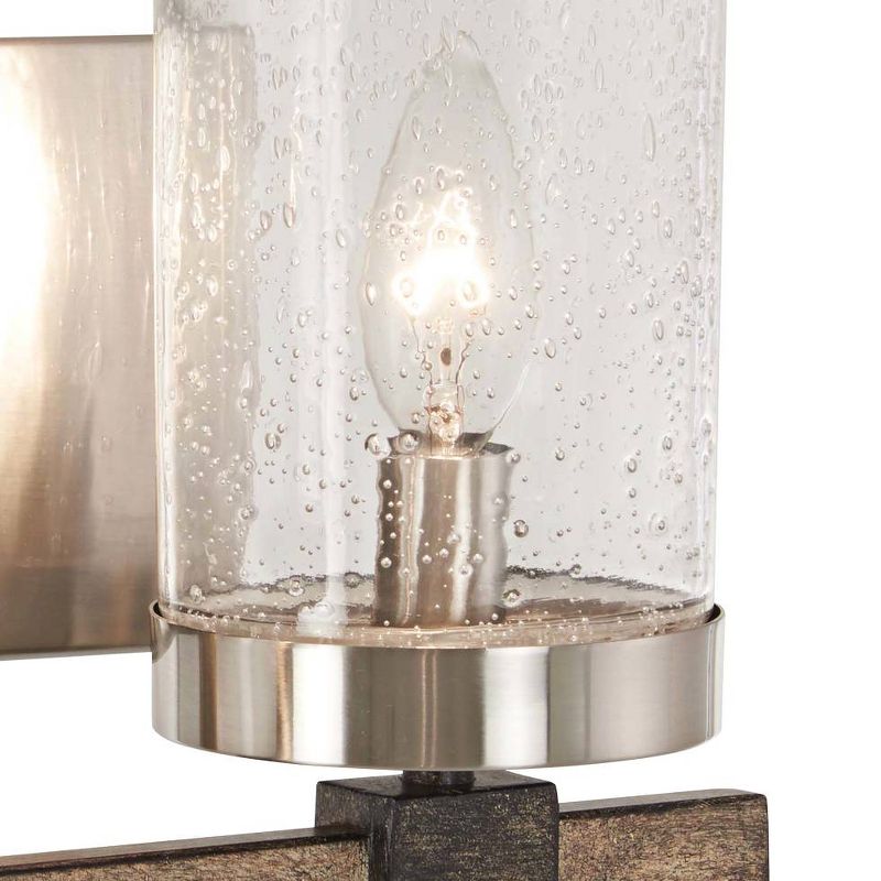 Minka Lavery Industrial Wall Light Sconce Brushed Nickel Hardwired 14" 2-Light Fixture Clear Seeded Glass for Bathroom Vanity, 3 of 5