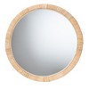 bali & pari Bella Modern Bohemian Natural Brown Mahognay Wood and Natural Rattan Round Mirror - 2 of 4
