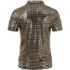 Men's 70s Disco Shirts Shiny Sequins Short Sleeve Party Shirt Slim Fit Nightclub Costume Tops - 4 of 4