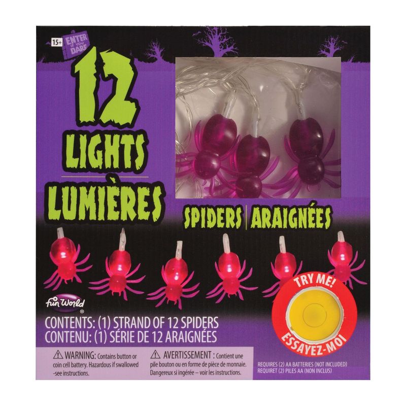 Funworld Glowing Spider String Lights | 5.9 Foot String w/ 12 LED Lights, 1 of 2