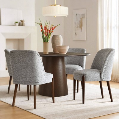 Mid Century Modern Dining Room Chair Set of 4 Linen Upholstered Dining Chair​ Solid Wood Dining Chair with Beech Legs for Kitchen-Tanpinhause