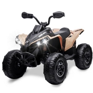 12V Kids ATV, Ride on Toy Car Bombardier Licensed BRP Can-am 4 Wheeler Quad Electric Vehicle, w/LED Lights, Full Metal Suspensions - 1 of 4