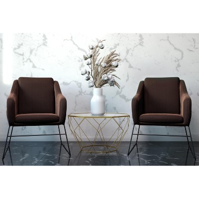 Harmony Coffee Brown Velvet and Wood Accent Chair