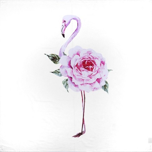 72 X72 Flamingo Rose Cotton Fabric Shower Curtain White Pink Nicole Miller Target