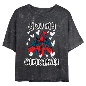 Junior's Marvel: Deadpool You're My Chimichanga Heart Sign Crop T-Shirt - 1 of 4