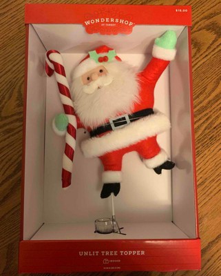 14.75 Fabric Santa with Candy Cane Christmas Tree Topper Red/White - Wondershop