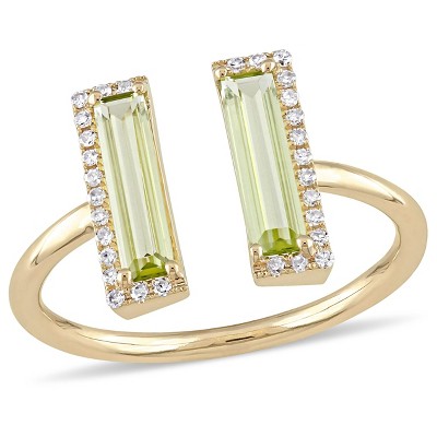 Everly Jewelry – 14K Yellow Gold 1 TGW Peridot and 0.1 TW GHI Diamond Fashion Ring