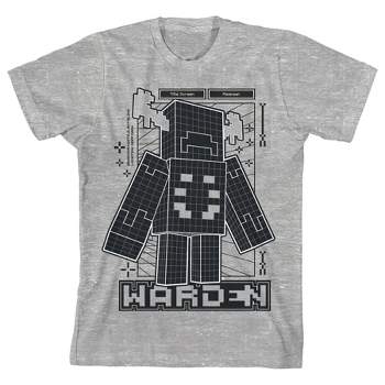 Minecraft Warden Distortion Clash Trend Graphic Youth Boys Athletic Heather Gray T-Shirt