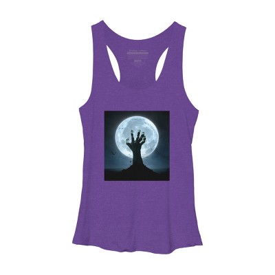 Women's Design By Humans Halloween! Zombie Hand Reaching from Grave T-Shirt By EBCD Racerback Tank Top