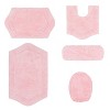 Waterford Tufted Bath Rug, Extra Soft and Absorbent, Non-Slip Plush Bath Carpet, Machine Wash Dry, bath rugs for Bathroom Floor, 5 Pcs Set, Pink - 2 of 4