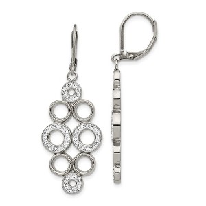Chisel Stainless Steel Polished with Preciosa Crystal Circles Dangle Earrings - 1 of 4