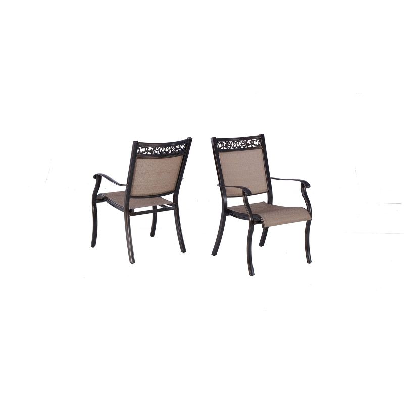 4pk Outdoor Sling &#38; Aluminum Frame Dining Chairs - Tan/Bronze - WELLFOR, 3 of 13