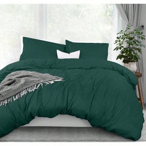 Queen Size Duvet Cover Set - 3 Piece with Zipper, 90x90 Comforter 2x20x26 Shams, - 1 of 4