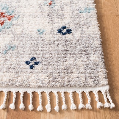 Ivory and Multi Diamond Pattern Synthetic Runner Rug