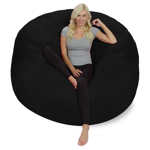 6' Huge Bean Bag Chair with Memory Foam Filling and Washable Cover Black -  Relax Sacks