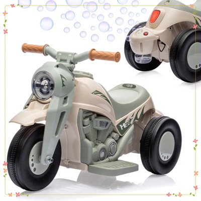 Kids Electric Motorcycle with Bubble Function, 6V Battery Powered Ride On Motorbike Toy w/LED Headlights