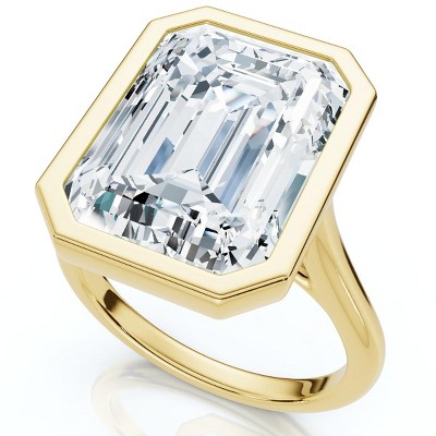 Pompeii3 Certified 10 Ct Emerald Cut Bezel Diamond Engagement Ring 14k or Pt Lab Created