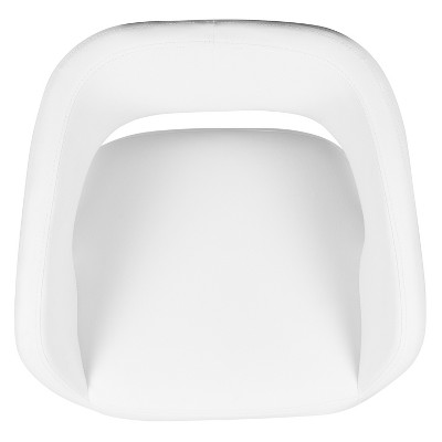 White Vinyl Adjustable Swivel Bar Stool with Gold Base