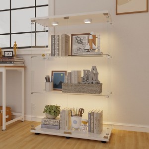 49.88"H Tempered Glass Display Cabinet with Battery-Powered PAIPAI Light, Adjustable Floor Feet & Portable Design for Living Room - 1 of 4