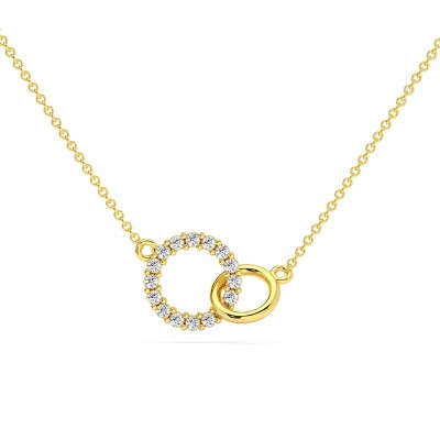 Pompeii3 1/3Ct Mini Duet Circle Diamond Necklace 14k Gold Pendant Lab Created 18"