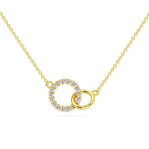 Pompeii3 1/3Ct Mini Duet Circle Diamond Necklace 14k Gold Pendant Lab Created 18" - 1 of 4