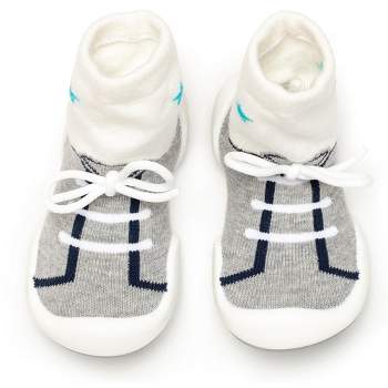 Komuello Baby Boy First Walk Sock Shoes String Grey