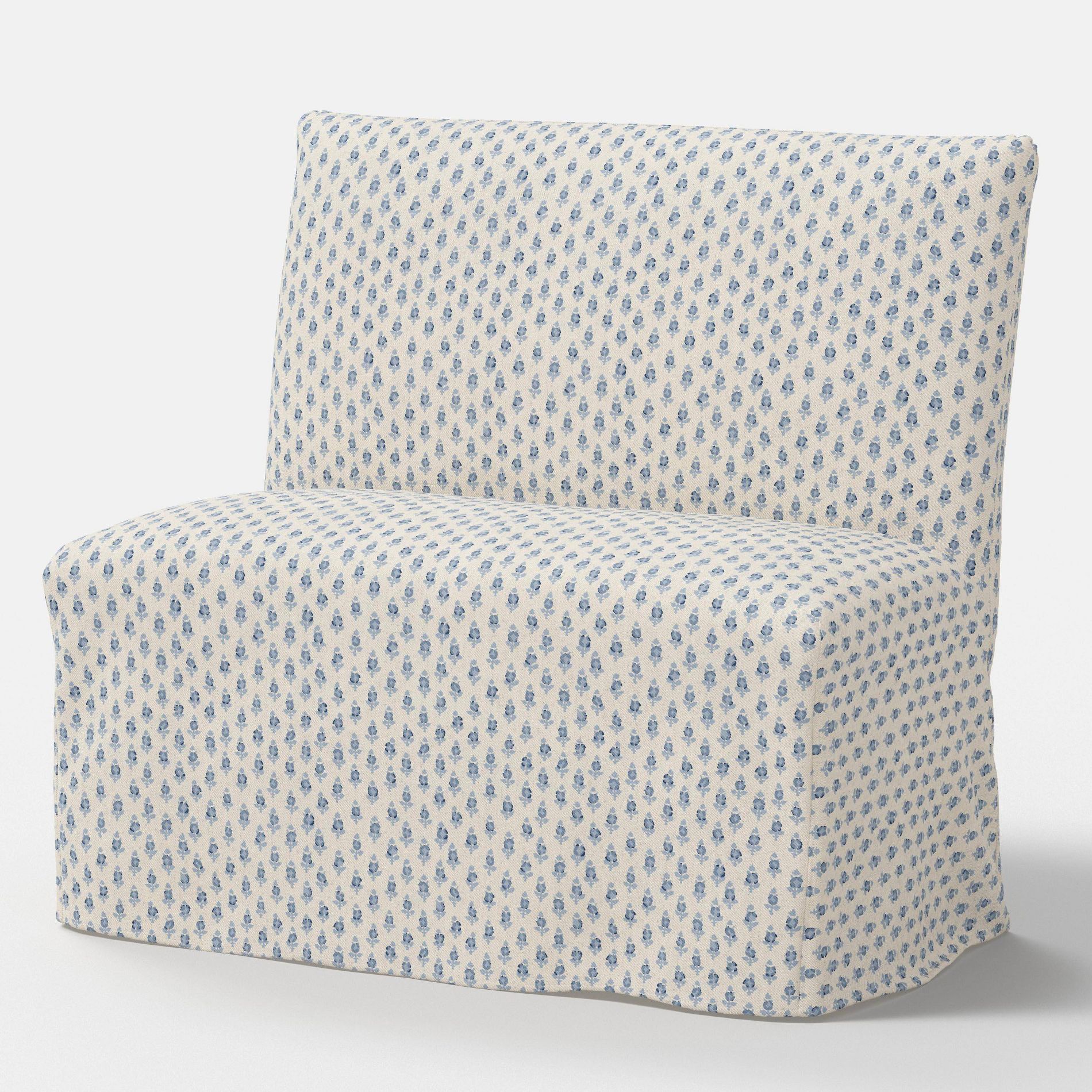 38" Jean Slipcovered Dining Banquette Bagru Block Blue - Threshold™