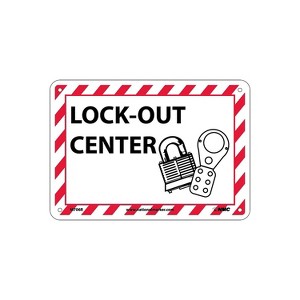 National Marker Lock-Out Center (W/Graphic) 7X10 Rigid Plastic Warning Sign M706R - 1 of 1