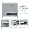 Mshliw 36" Bathroom Vanity with Ceramic Sink, Cabinet with Two Doors, Two Drawers, and Open Shelf, Freestanding Solid Wood Construction - 3 of 4