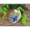 Dried Flower Oval Clear Butterfly Pendant Necklace Women Ginger Lyne Collection - 3 of 4
