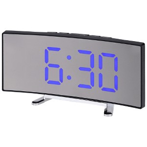 Unique Bargains Digital Corded Electric Temperature LED Mirror Alarm Clock 6.7 x 2.8 x 1.2 Inches - 1 of 4