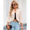 Coolmee Womens Blazers Business Casual 3/4 Sleeve Cropped Blazer Jacket Collarless Open Front Suit Jacket - 2 of 4