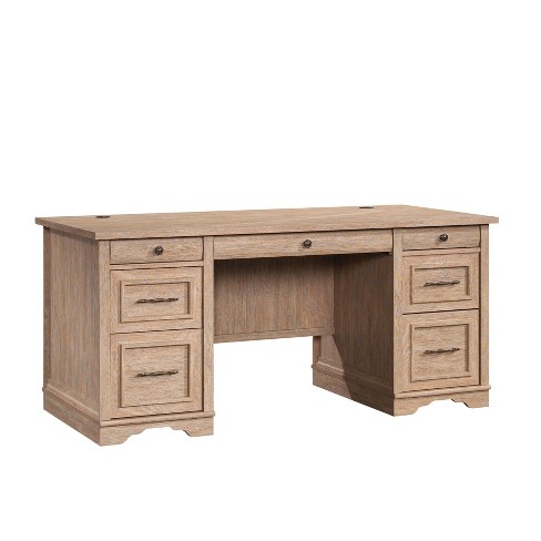 Sauder Engineered Wood Sewing Craft Table in Mystic Oak Finish