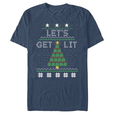 Men's Lost Gods Christmas Let's Get Lit Tree T-Shirt