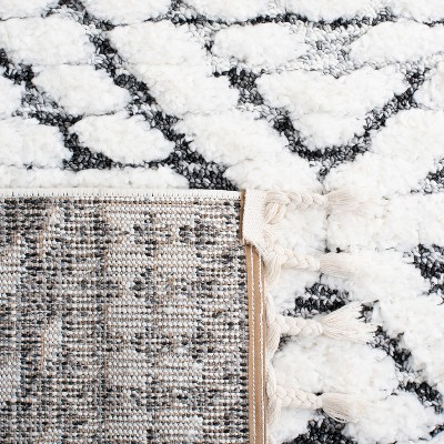 Ivory Diamond Shag Rectangular Synthetic Area Rug