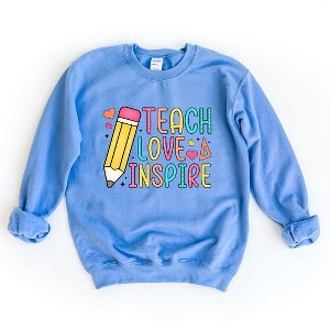 Simply Sage Market Women's Graphic Sweatshirt Teach Love Inspire Pencil - 1 of 4