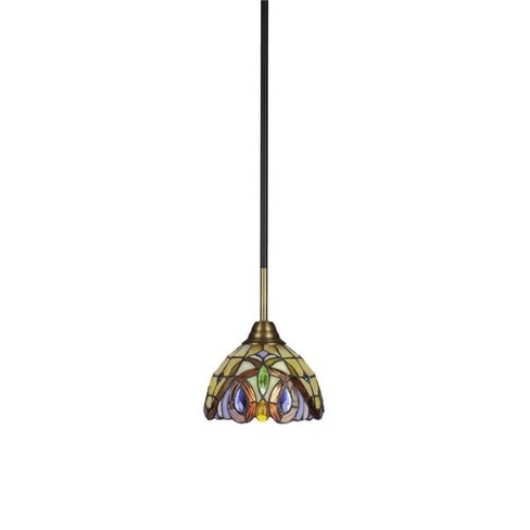 Toltec Lighting Paramount 1 - Light Pendant in  Matte Black/Brass with 7" Lynx Art Glass Shade - image 1 of 1