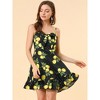 Allegra K Women's Floral Ruffle Bow Knot Lemon Spaghetti Strap Mini Sundress - 4 of 4