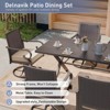 ALAULM 7-Piece Balcony Dining Set Outdoor Furniture, includes 6 rattan rocking chairs and a large metal dining table with umbrella hole, sand. - 3 of 4