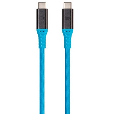 Monoprice Durable USB 3.2 Gen 2 Type-C Data and Power Kevlar Reinforced Nylon-Braid Cable - 1 Meter - Blue | 5A/100W - AtlasFlex Series
