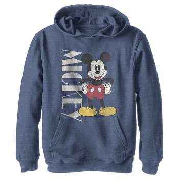 Boy's Disney '90s Mickey Mouse Distressed Pull Over Hoodie