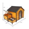 UbMelt Dog House Outdoor Waterproof Dog Kennel Large Puppy Shelter Cage with 2 Bowls & Side Storage Box,Natural - 3 of 4