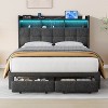 Dolonm Queen Size Bed Frame,Upholstered Headboard, and 2 Drawers,With LED Lights & Charging Station, Sturdy & Easy to Assemble - 2 of 4