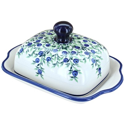 Blue Rose Polish Pottery 858 Zaklady Square Butter Dish