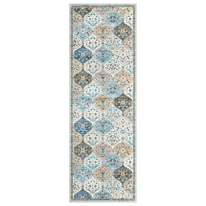 Washable Non Slip Floral Print Vintage Area Rugs for Living Room Bedroom, Soft Low Pile Dining Room Carpet for Home Office - 1 of 4