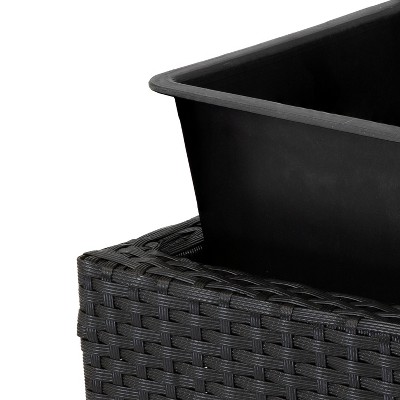 Large Black Polypropylene Wicker Planter Box with Steel Frame