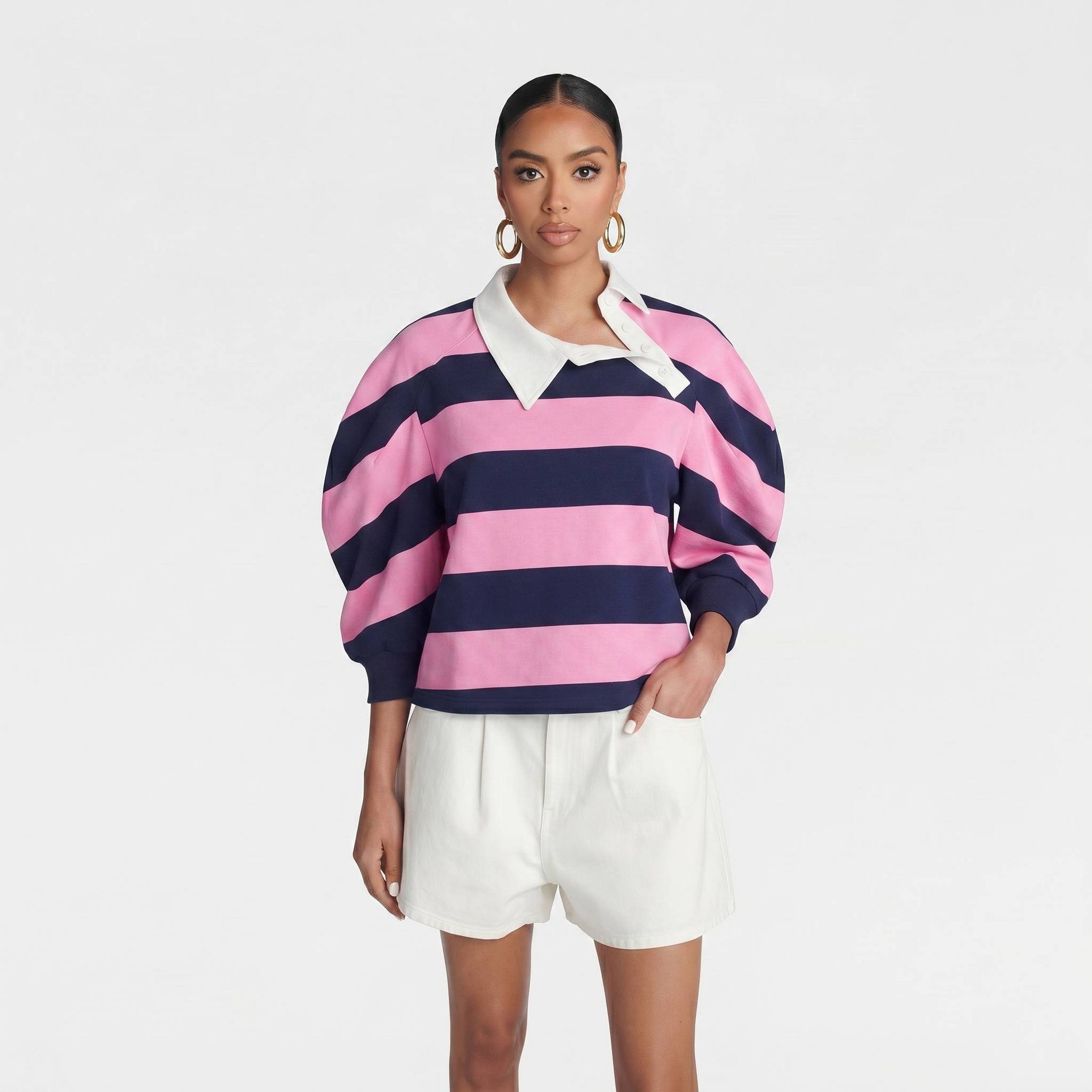 KBB by KAHLANA Women's 'The Striped Crewneck T-Shirt' - Pink