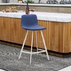 LeisureMod Elland Leather Bar Stool – Modern Counter Height Stool with White Stainless Steel Legs for Kitchen Island or Home Bar Set of 2 - 3 of 4