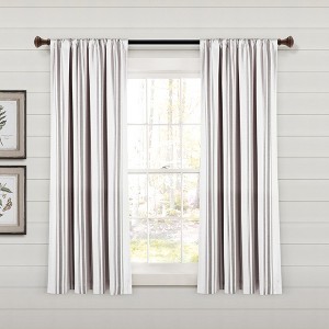 Farmhouse Stripe Yarn Dyed Eco-Friendly Recycled Cotton Window Curtain Panels Gray 42X63 Set - 1 of 4