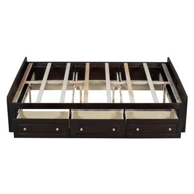 Bellemave Queen Size Platform Bed Frame with 6 Storage Drawers, Solid Wood Storage Bed for Kids, Teens, Adults, Espresso